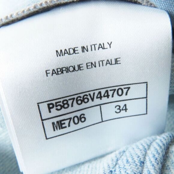 Authentic CHANEL CC Vintage Denim Striped Mini Skirt Light Blue Y2K 34 - Picture 11 of 12